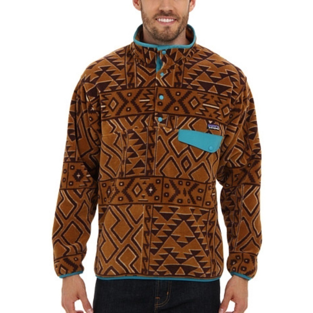 Vintage Patagonia Unisex Synchilla Snap-T Bohemian Print Mock Neck Sweatshirt XS